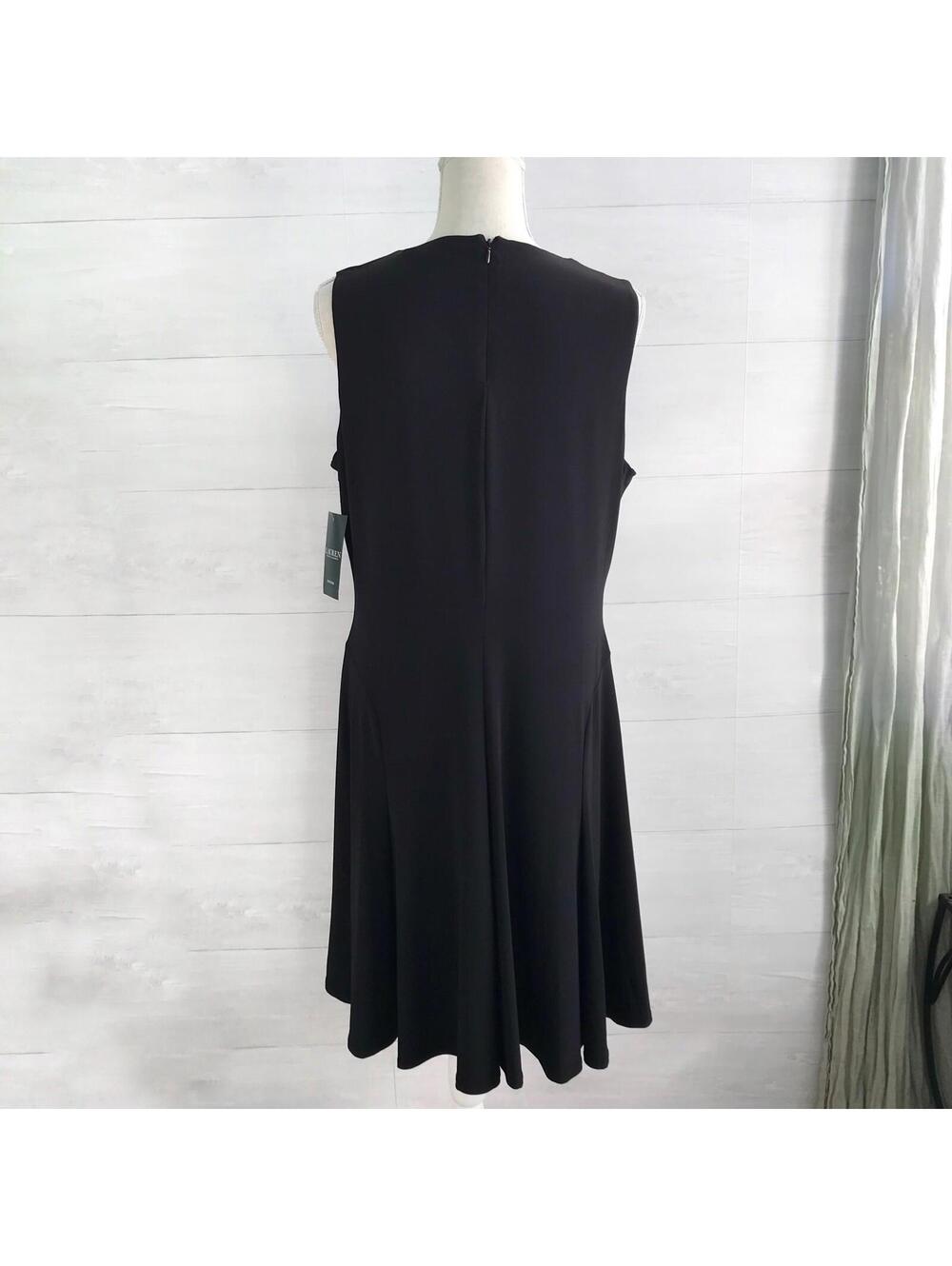 NWT Lauren Ralph Lauren - Black & white fit & flare sleeveless stretch dress, 16 - Picture 4 of 5
